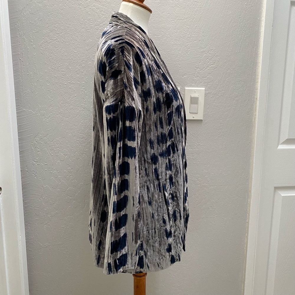 J Jill Velvet Open Jacket Blazer Kimono Nickel Blue Long Sleeve XS NWT - Picture 3 of 12